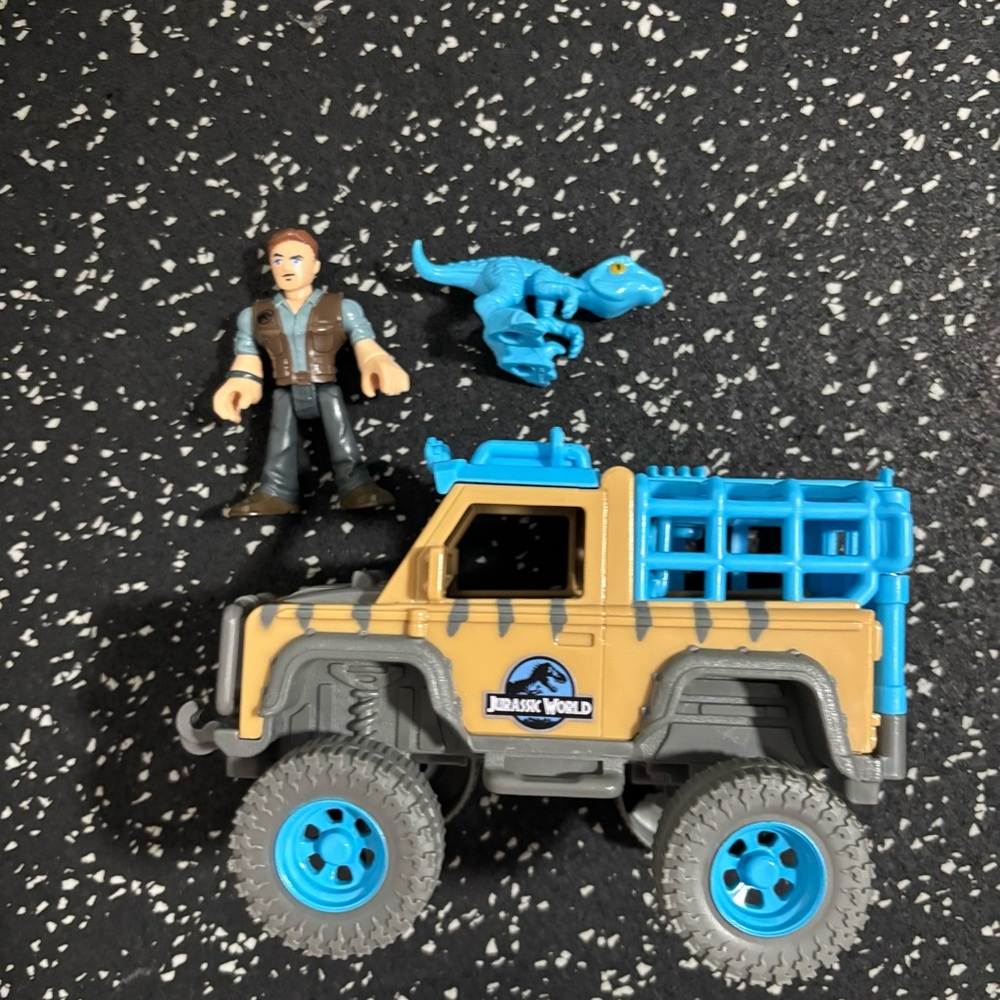 Imaginext Jurassic Park World Jungle Cruiser Jeep Truck Blue Dinosaur Cage